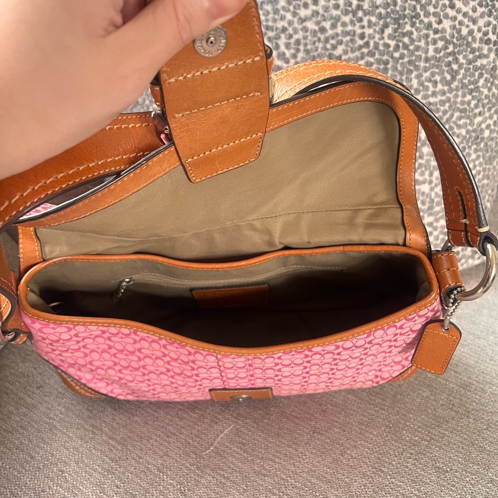 Coach Rare Pink and Brown Signature Ashley Flap Hampton Soho Shoulder Bag - Picture 7 of 9